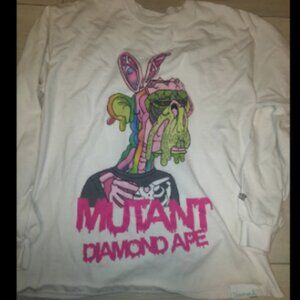 Diamond Supply Co Mutant Ape T Shirt Mens Size L Long Sleeve White